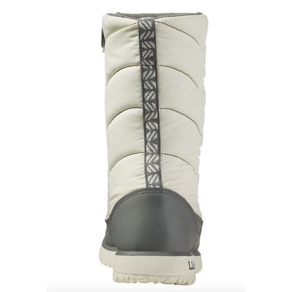 L.L. Bean Ultralight Quilted Insulated Boots, Tall Side-Zip | Women 6 White Gray - Picture 4 of 6